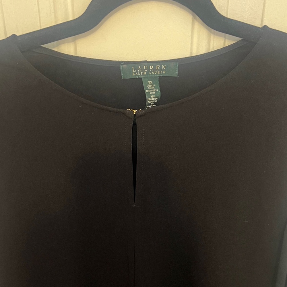 Lauren Ralph Lauren Black Sleeveless Keyhole Blouse Top Plus Size 2X - Picture 2 of 5